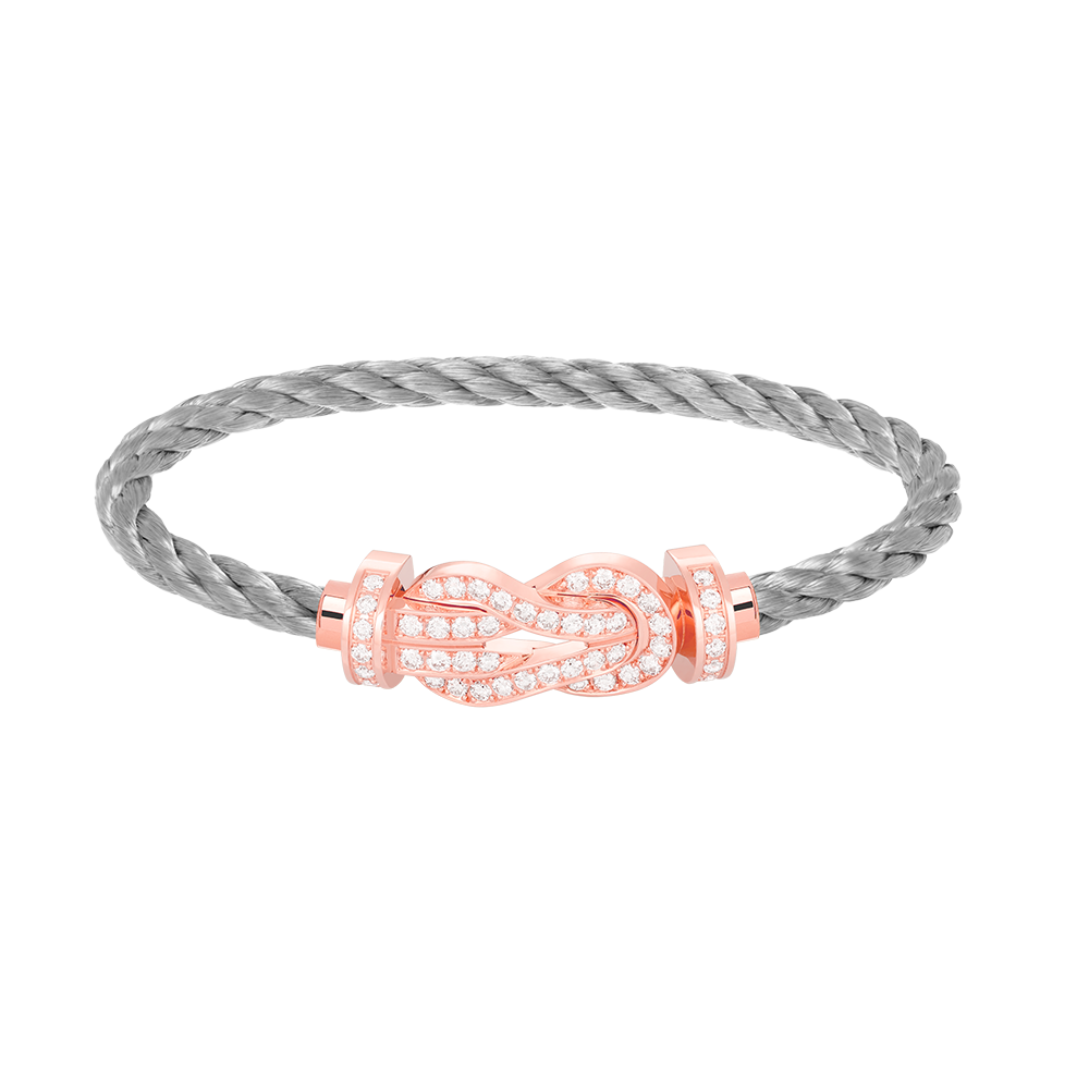 FRED CHANCE LARGE 8 FIGURE BUCKLE FULL DIAMOND BRACELET ROSE GOLD