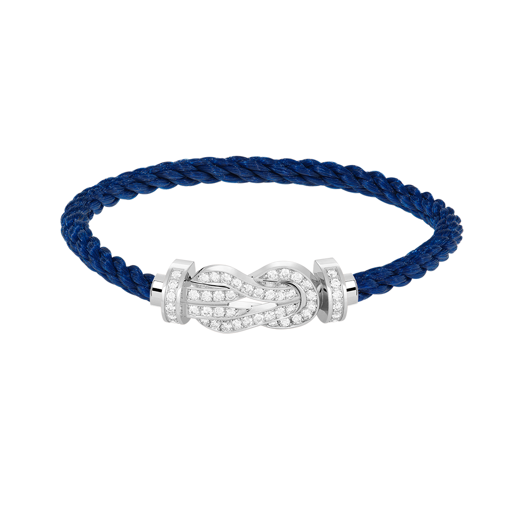 FRED CHANCE LARGE 8 FIGURE BUCKLE FULL DIAMOND BRACELET SILVER