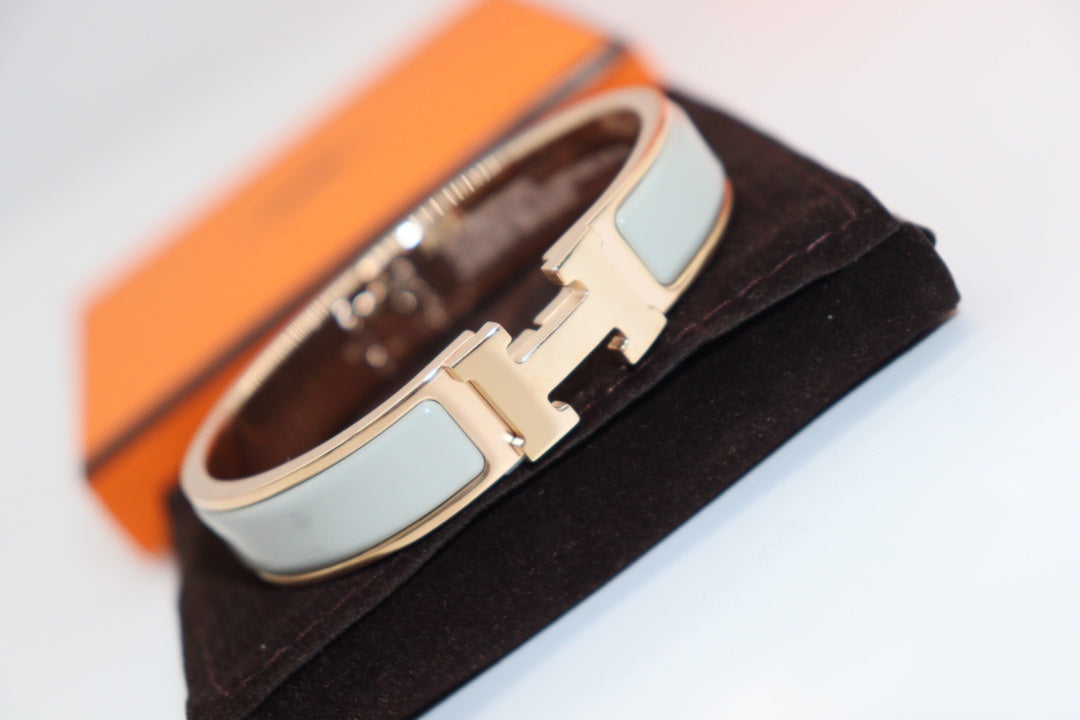 HERMES H LIGHT BLUE BRACELET