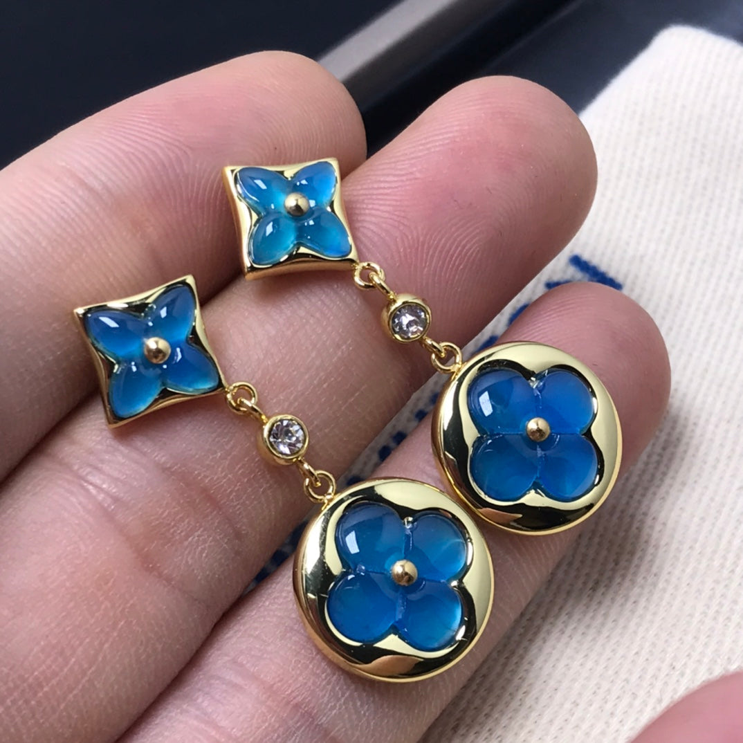 LOUIS VUITTON STAR AND SUN AGATE DIAMOND EARRINGS