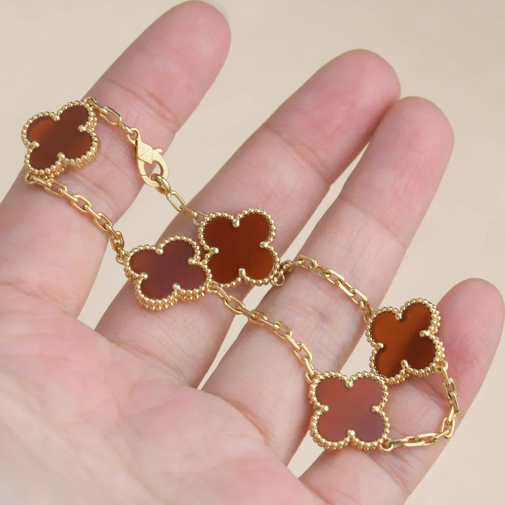 VCA CLOVER 5 MOTIF RED CORNELIAN BRACELET COLLECTION