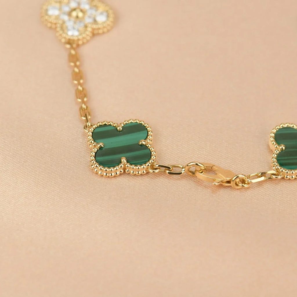 VCA CLOVER 5 MOTIF MALACHITE BRACELET COLLECTION