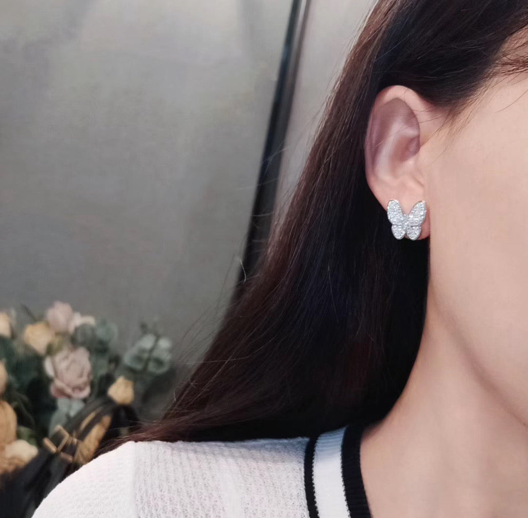 VCA BUTTERFLY ALL DIAMOND EARRINGS