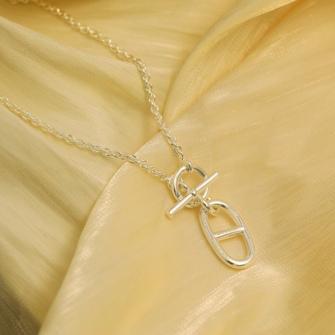HERMES HM CHAINE D'ANCRE PENDANT NECKLACE STERLING SILVER