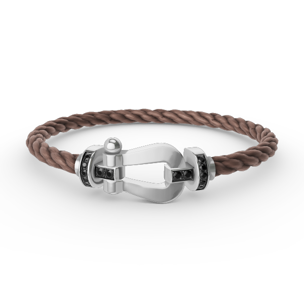 FRED FORCE LARGE HORSESHOE BLACK DIAMOND BRACELET SILVER